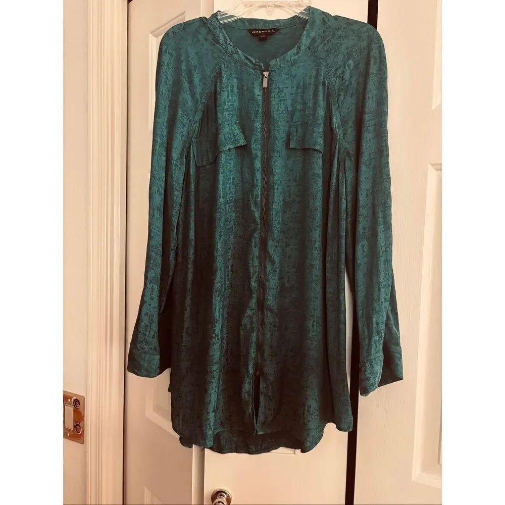Rock & Republic Teal Zip Front Tunic Top